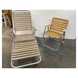 Aluminum framed, slatted outdoor lounge chair and side chair, see pictures for details.
