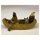 Native American decor, rowing canoe with wolf and eagle, see pictures for details.