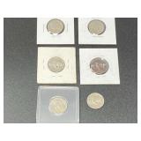 Buffalo nickels, six pieces, includes 1918, 1934, 1935, and 1936, see pictures for details. ￼