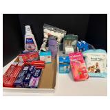 Assorted toiletries to include mouthwash, Cottonelle wipes, L’Oreal Rivitalift moisturizer, toothpaste, and more. Tub is not included, see pictures for details. ￼