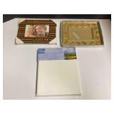 Decorative picture frames, two pieces, also includes a small artist canvas, see pictures for details.