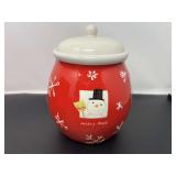 Decorative snowflake cookie jar, comes in original box, see pictures for details.