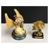 Native American and wolf sculpture, two pieces, see pictures for details.