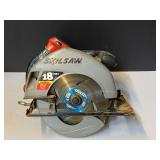 Skilsaw 18 V cordless saw, no battery, no charger, working condition unknown, see pictures for details.