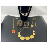 Ladies fashion estate jewelry to include stretch bracelets, necklaces, beetle watch necklace pendant, and more. See pictures for details.