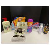 Shelf lot marked 6116 of assorted toiletries to include Axe body wash, toothpaste, whole body deodorant, cotton balls, and more. Tubs are not included, see pictures for details.