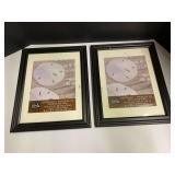 Picture frames with mats, two pieces, see pictures for details.