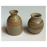 Small artisan pottery vases, two pieces, see pictures for details.