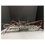 Budweiser neon sign, no cord, working condition unknown, see pictures for details.