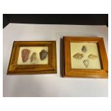 Framed Native American artifacts/arrowheads, two pieces, see pictures for details.
