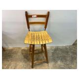Vintage wooden barstool with slatted seat, see pictures for details.