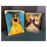 Sunflower Barbie, and Happy Holidays Barbie, special edition, both in original boxes, see pictures for details.