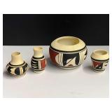 Native American pottery, four pieces, see pictures for details.