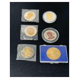 Commemorative presidential anniversary medallions, six pieces, see pictures for details.