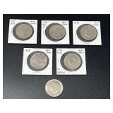 Kennedy half dollars, includes 4 bicentennial, a 1974, and 1988, see pictures for details.