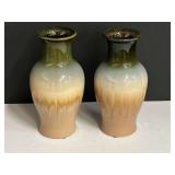 Decorative pottery vases with drip glaze, set of two, see pictures for details.