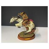 Native American warrior on horseback sculpture, see pictures for details.