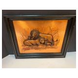 Framed 3-D copper relief art, see pictures for details.