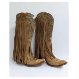 Leather Corral Fringe Cowboy Boots - Women