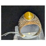 10k Gold Mens Yellow Catseye Ring Size 12 - 13.11 Grams