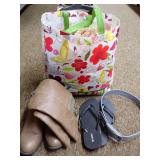 Mixed Clothing Lot with Boots, Flip Flops, Belt, and Apparel - Some new with tags.