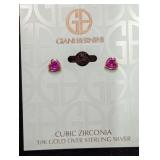 Giani Bernini Heart Stud Earrings - 18K Gold Over Sterling Silver with Cubic Zirconia