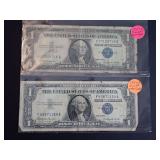 (2) SERIES 1952B $1 SILVER CERTIFICATES
