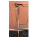 VINTAGE WALKING STICK WITH HAND CARVED HANDLE