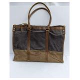 TSD Brand Earth Style Canvas and Leather Tote Bag