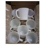 Set of Eight White Milk Glass Mugs - Believed to be FireKing