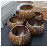 Set of Six Genuine Coconut Shell Bowls