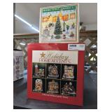 HOLIDAY HOME ACCENTS LIGHTED LIGHTHOUSE AND HOMETOWN AMERICA COLLECTION 9 PIECE HOLIDAY VILLAGE ACCESSORY SET, BOTH IN ORIGINAL BOXES