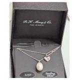 Sterling Silver Cultured Pearl Heart Pendant Necklace