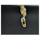 14k Gold and Diamond Safety Pin Story Wheel Charm 1.71 Grams