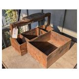 ANTIQUE SHOE SHINE BOX AND ANTIQUE HANDMADE WOODEN CRATE BOX