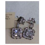 Sterling Silver Cubic Zirconia Halo Drop Earrings
