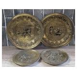 FOUR VINTAGE STAMPED METAL DECORATIVE WALL ACCENTS