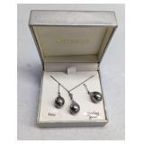 Sterling Silver Pearl Necklace and Earring Set