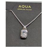 Aqua Sterling Silver Necklace with Pendant