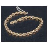 14k Gold Rope Chain Bracelet - 13.74 Grams