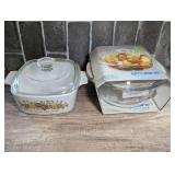 PYREX CASSEROLE AND ARCUISINE 2 QUART CASSEROLE IN ORIGINAL PACKAGE