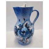 Italian Glazed Pottery Pitcher with Floral Design