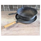VINTAGE NUMBER 8 CAST IRON SKILLET AND 12-IN CAST IRON GRIDDLE