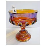 Vintage Carnival Glass Pedestal Bowl