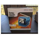 VINTAGE PORTABLE 5-IN BLACK AND WHITE TELEVISION WITH AM/FM RADIO IN ORIGINAL BOX