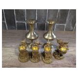 CHERUB CANDLESTICKS AND BRASS VASES MADE IN INDIA