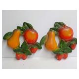 Pair of Wall Plaque Chalkware Fruit