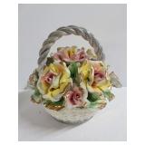 Capodimonte Porcelain Flower Basket Figurine