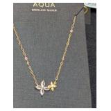 AQUA Sterling Silver Flower Necklace YZ14311-16E