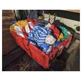 RED FLIP TOP TUB WITH BLOW UP CHRISTMAS DECOR